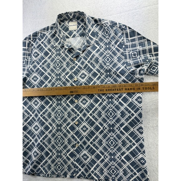 Tommy Bahama Mens Sz XXL Shirt 100% Silk Art Deco Retro Camp Shirt Antique Blue - Picture 10 of 16